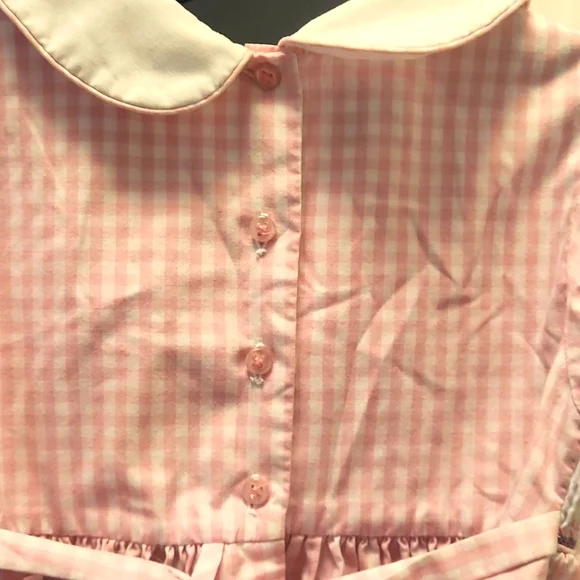 Marmellata Pink Gingham Dress with Bunny And Floral Embroidery Size 6 - Picture 6 of 7
